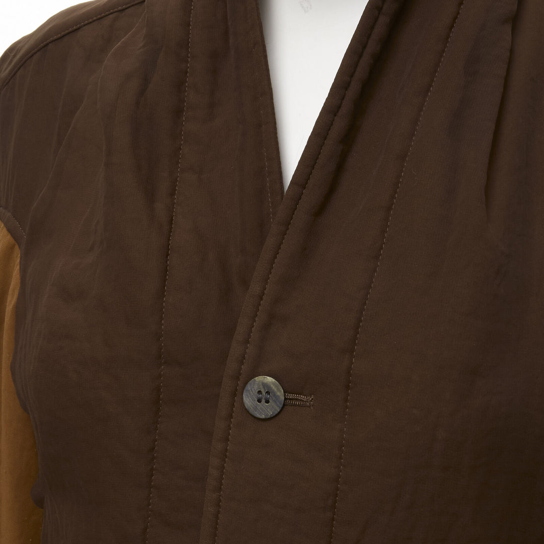 vintage COMME DES GARCONS '90 brown color blocked cut out collar jacket S