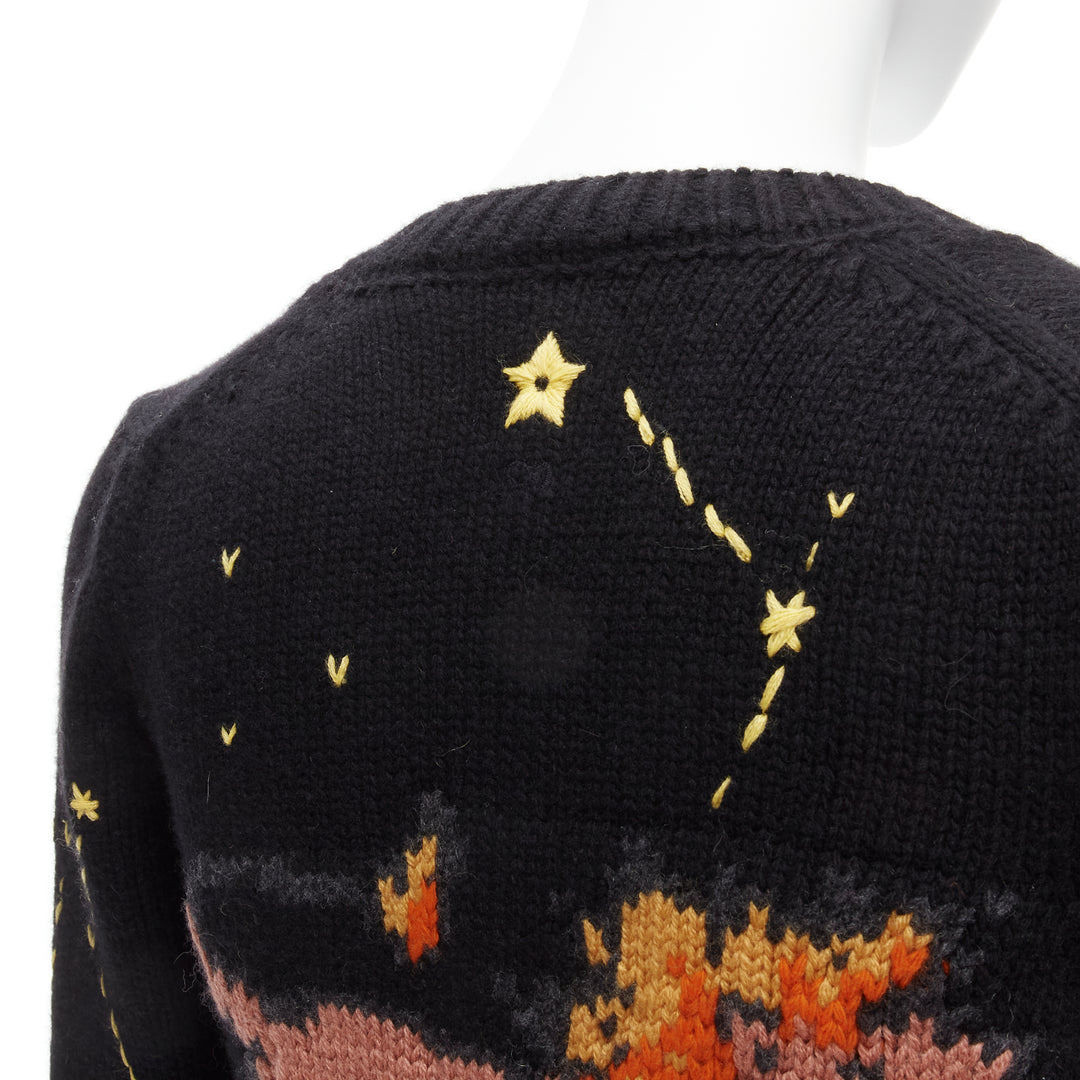 CHRISTIAN DIOR 2022 Pixel Zodiac Leo black wool cashmere cropped cardigan FR34