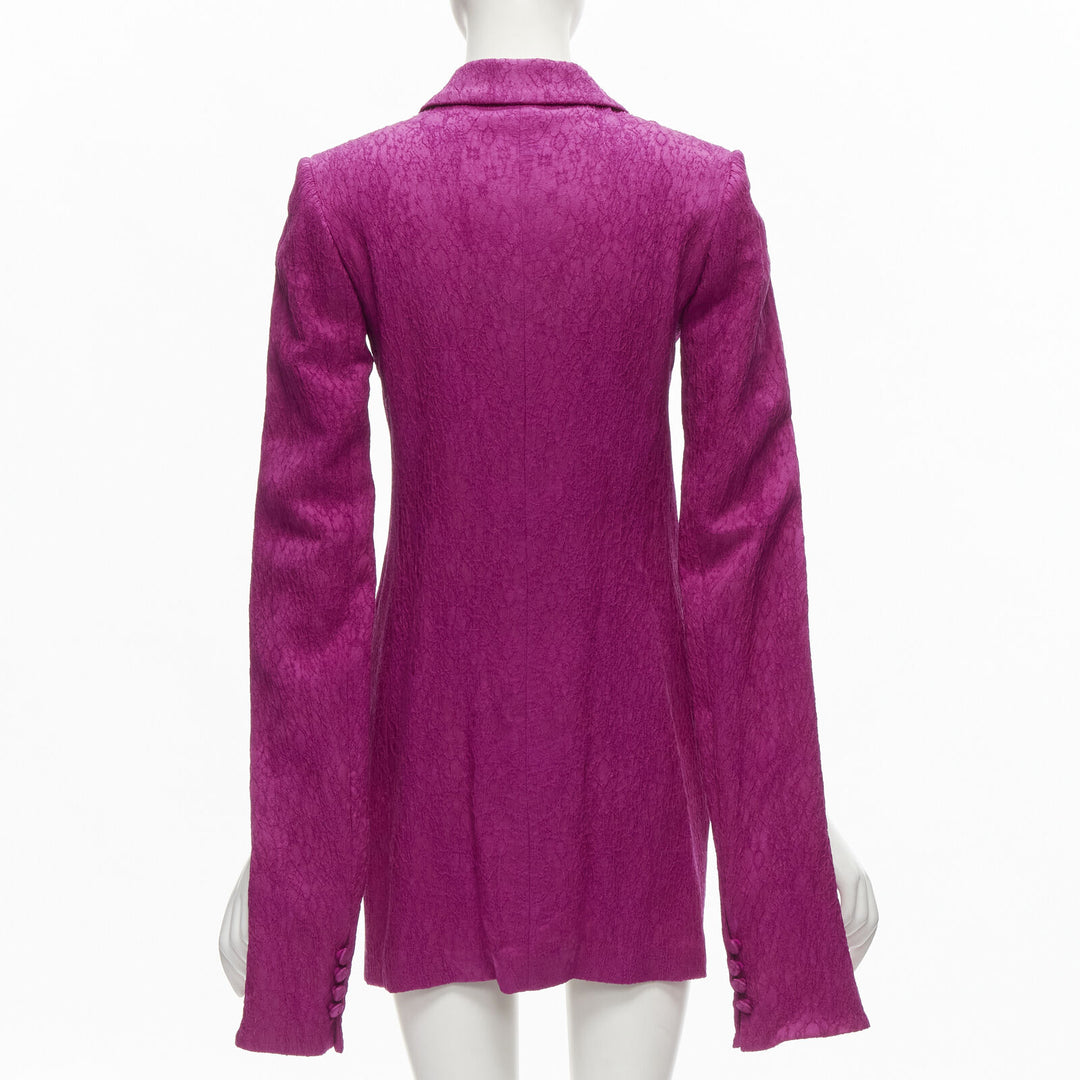 HELLESSY Thatcher 2018 Runway purple cloque cape sleeves blazer dress US0 XS