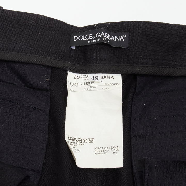 rare DOLCE GABBANA black bondage strap buckles boot cut flared pants IT48 M