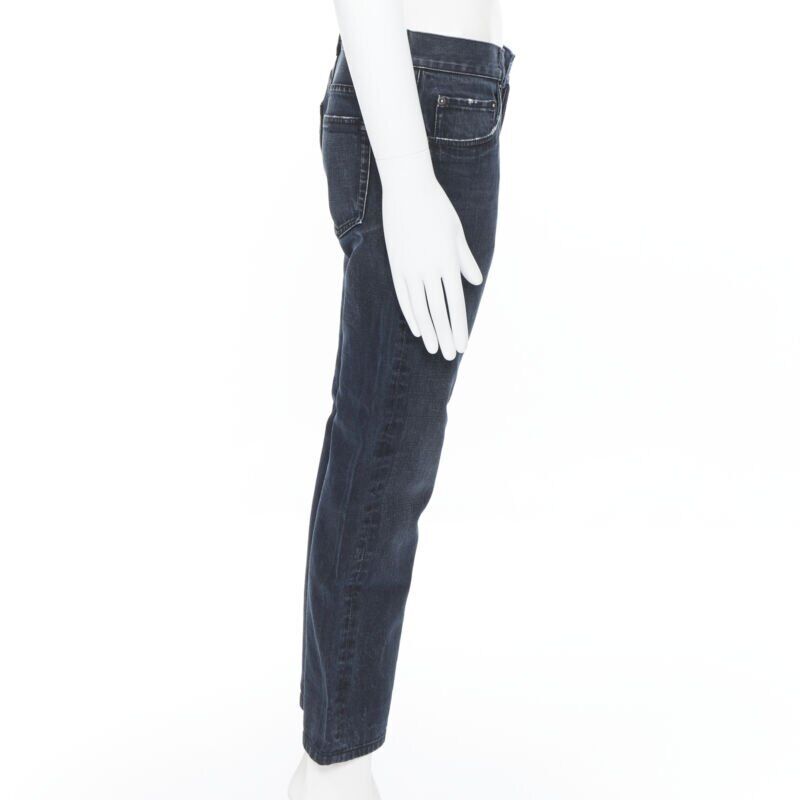 PRADA dark grey washed denim button fly tapered fit slim leg pants jeans 28" XS
