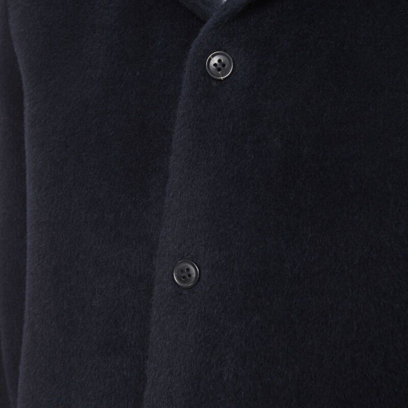 STEPHAN SCHNEIDER black alpaca wool notched collar overcoat shirt 3 M