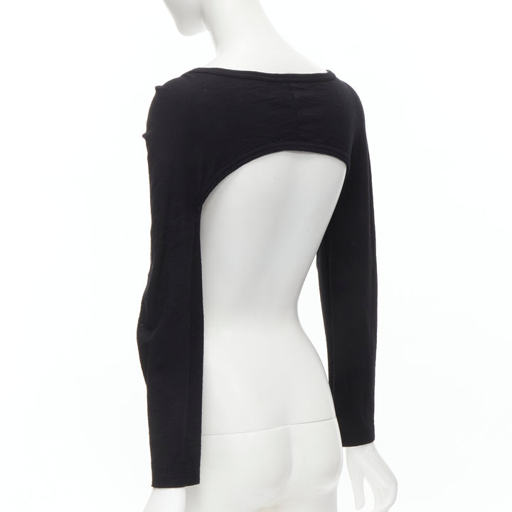 TRICOT COMME DES GARCONS Vintage black twisted cropped long sleeve top