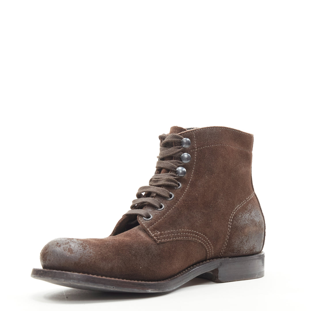 BOTTEGA VENETA brown leather lace up ankle boots EU40 US7