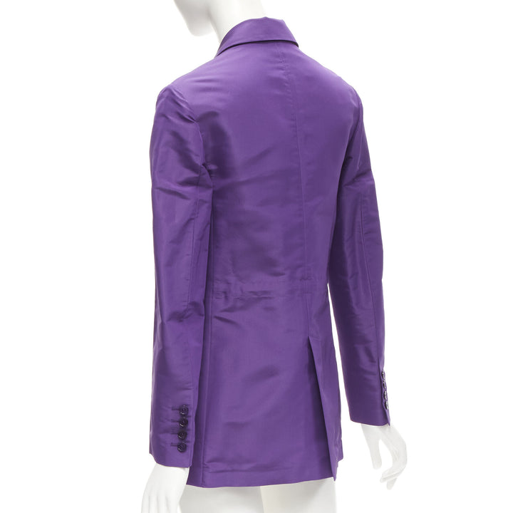 VALENTINO 2022 Runway purple 100% silk hidden waist drawstring blazer IT36 XS