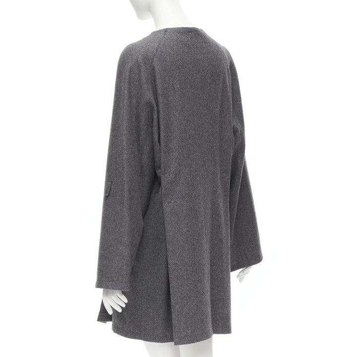 MIU MIU grey cashmere wool blend asymmetric button boxy coat IT38 XS
