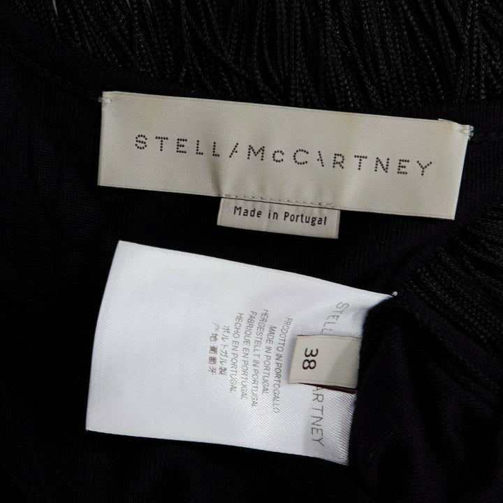 STELLA MCCARTNEY black fringe back cotton silk blend sleeveless top IT38 XS