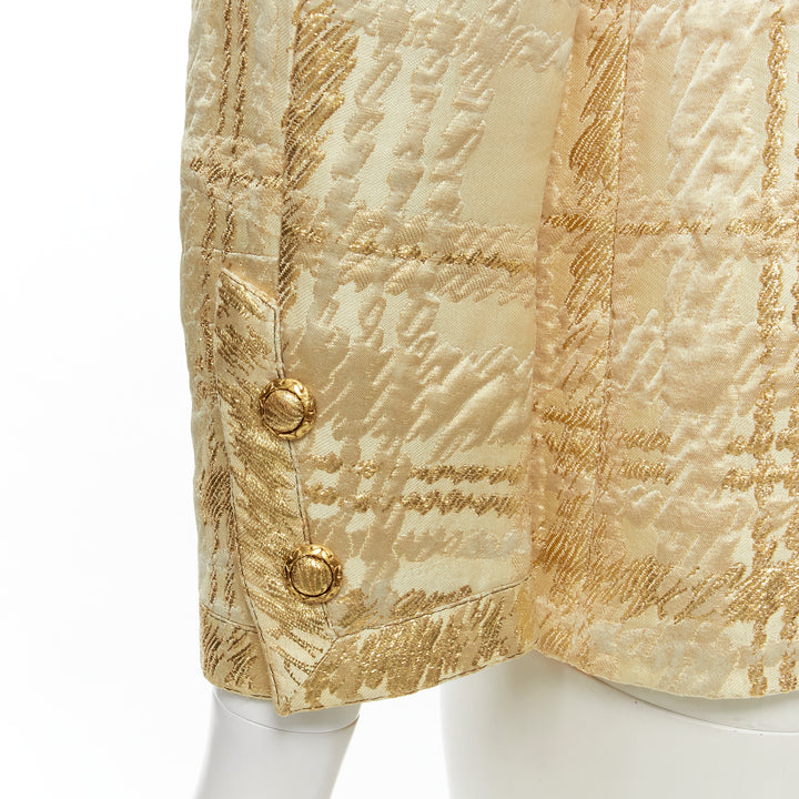 COCO CHANEL HAUTE COUTURE 1960's gold jacquard check jacket L