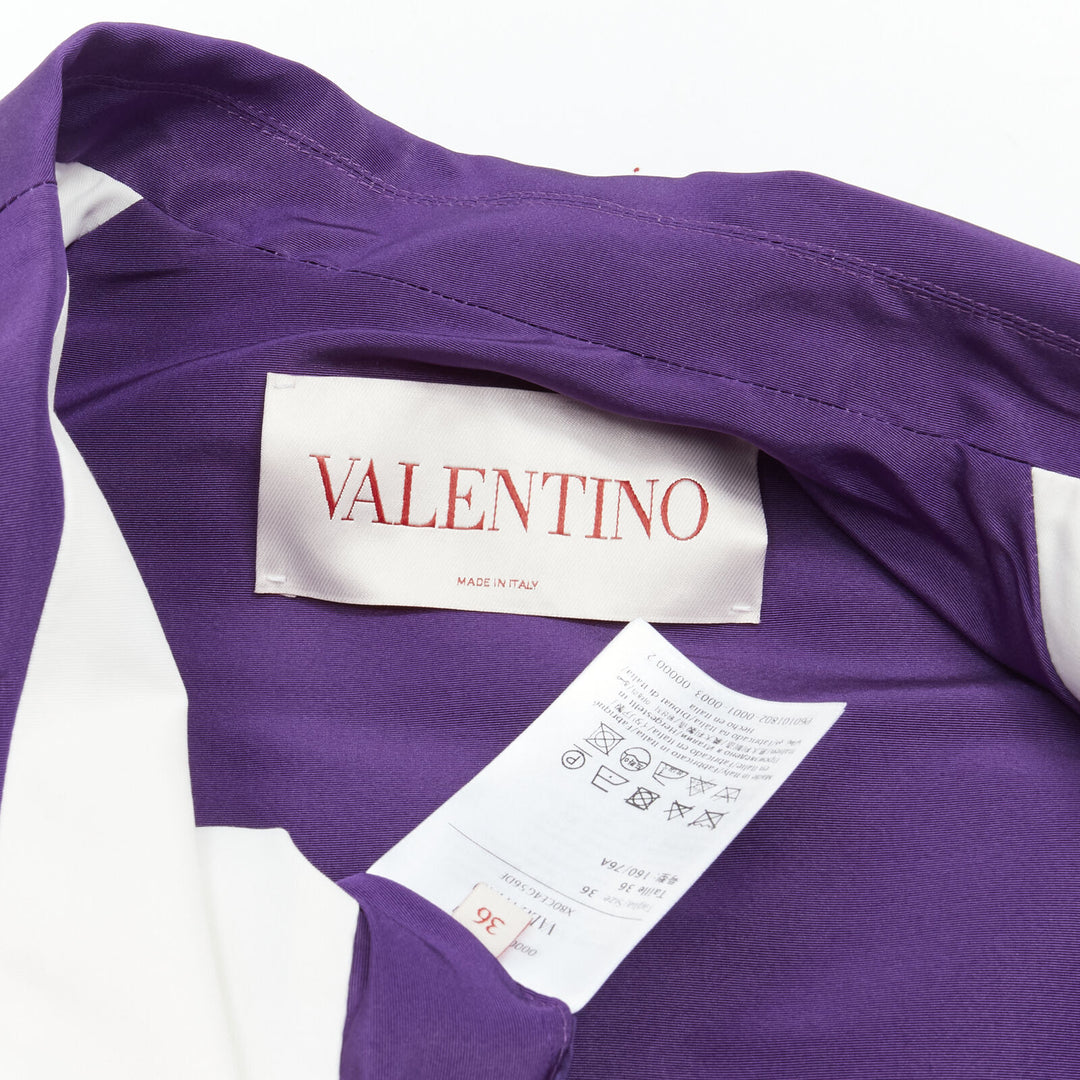 VALENTINO 2022 Runway purple 100% silk hidden waist drawstring blazer IT36 XS