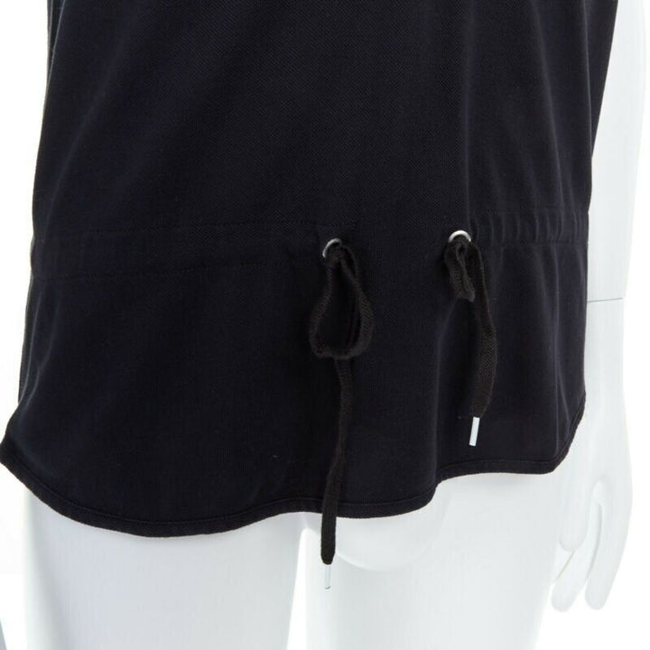 KRIS VAN ASSCHE black cotton drawstring waist short sleeve polo shirt M