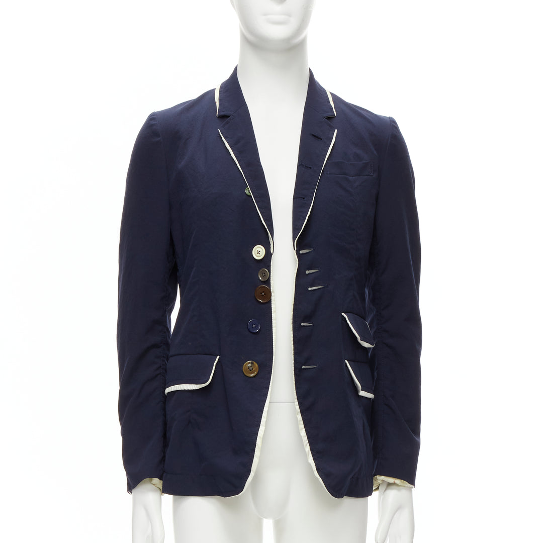 UNDERCOVER 2014 But Beautiful navy satin trim button embellished blazer JP2 M