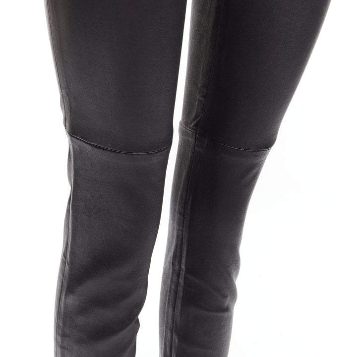 CHRISTIAN DIOR black lambskin leather skinny leggings pants FR36 S