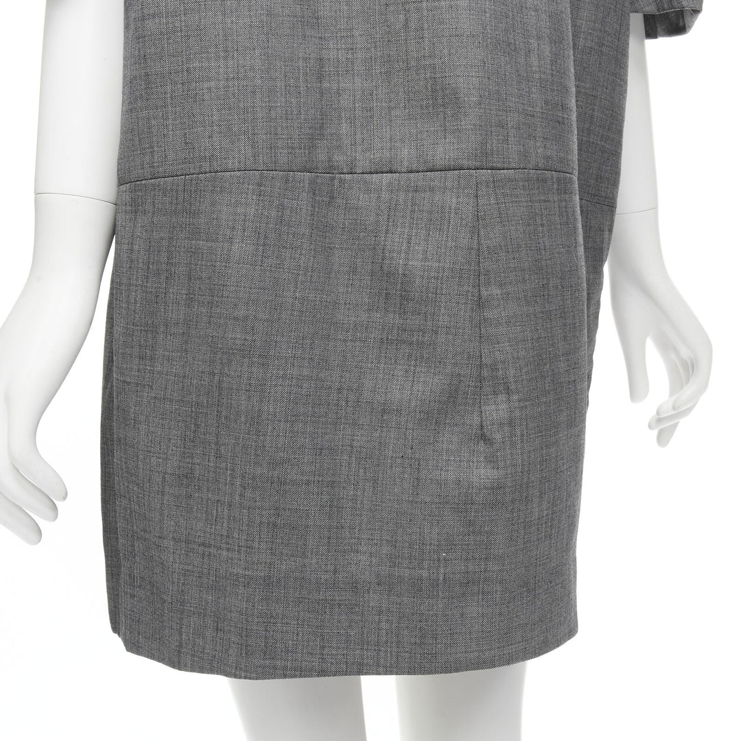 MARNI grey virgin wool curved rounded short sleeve cocoon coat IT38 XS