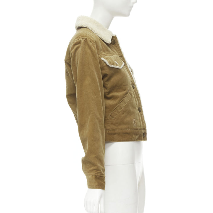 MARC JACOBS brown corduroy faux shearling lined trucker jacket XS