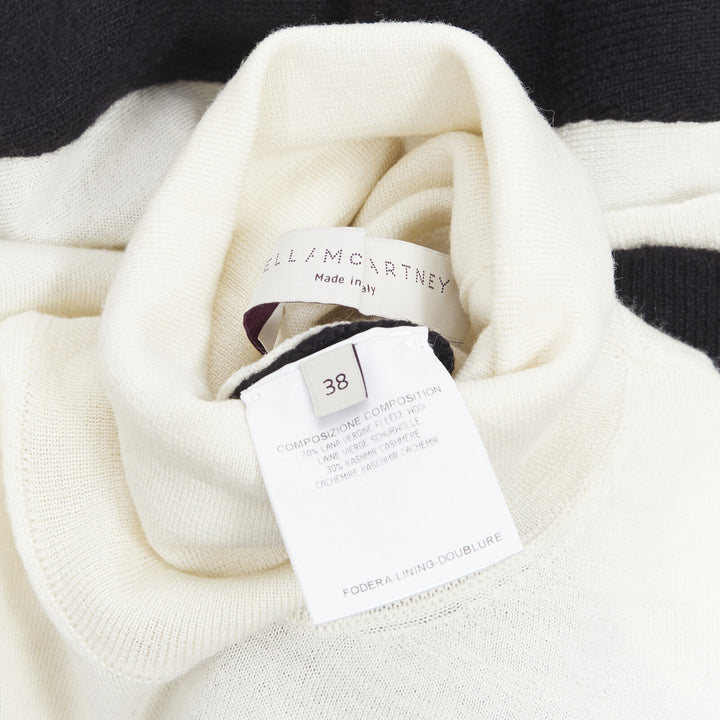 STELLA MCCARTNEY wool cashmere black white illusion turtleneck sweater IT36 XS