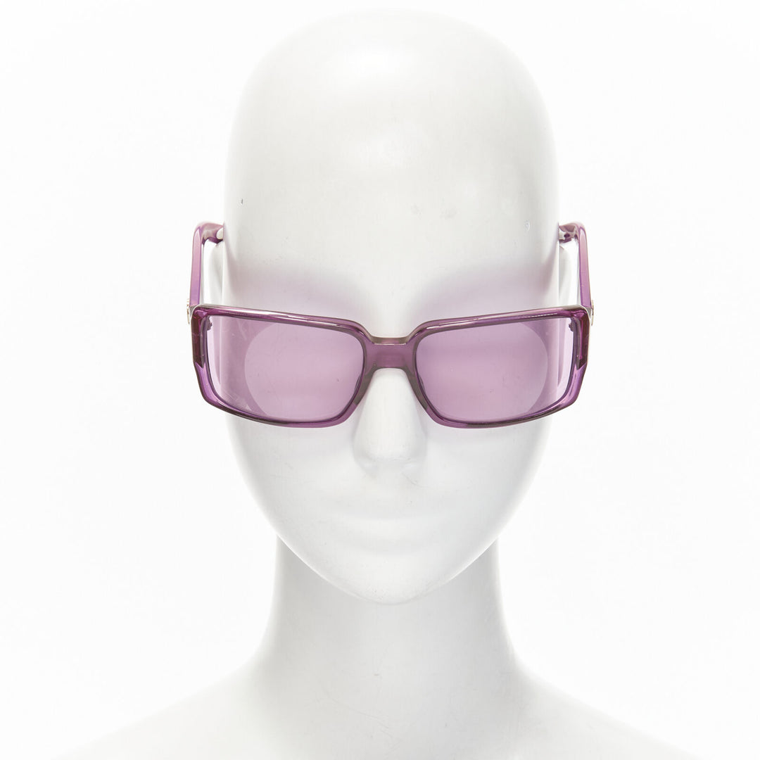 GUCCI Vintage Y2K GG2563/S PR3 pink square shield GG logo webbing sunglasses