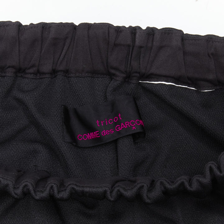 TRICOT COMME DES GARCONS black ruffle floral velvet ribbon trim wide pants S