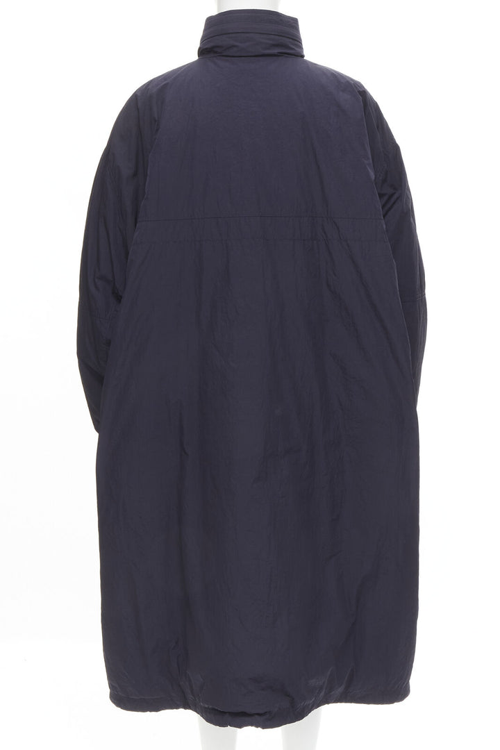 BALENCIAGA Demna 2018 navy blue padded logo cotton lined puffer coat IT46 XS