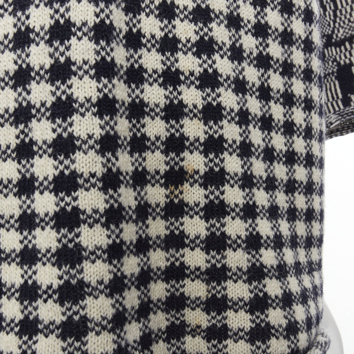 COMME DES GARCONS Tricot Vintage 1980s grey intarsia checker sweater M