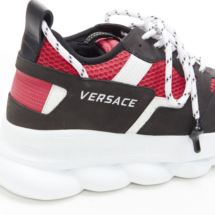 VERSACE Chain Reaction Black Red suede low top chunky sneaker EU38.5 US5.5