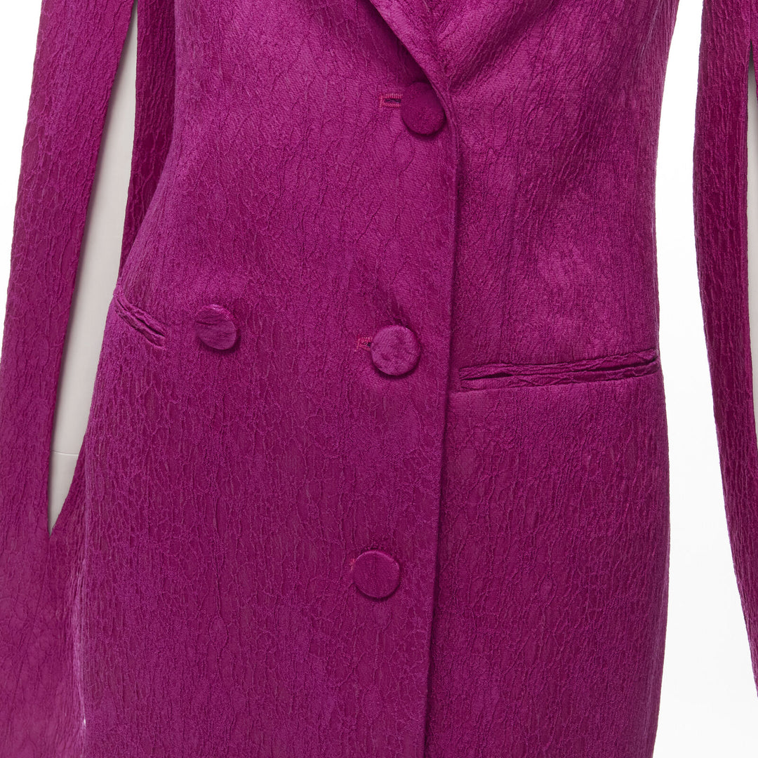 HELLESSY Thatcher 2018 Runway purple cloque cape sleeves blazer dress US0 XS