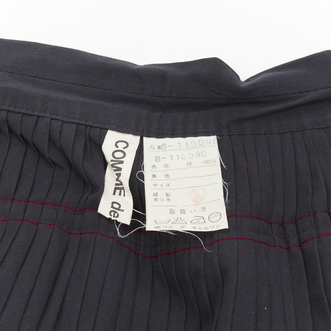 COMME DES GARCONS 1980s black geometric pattern pleated wrapped flared skirt S