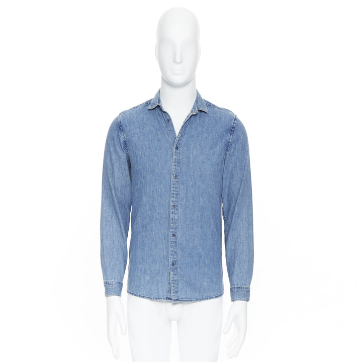 COS washed blue denim cotton long sleeve shirt XS