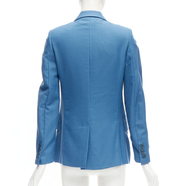 STELLA MCCARTNEY 2010 blue 100% wool rubberised buttons  blazer jacket IT36 XXS