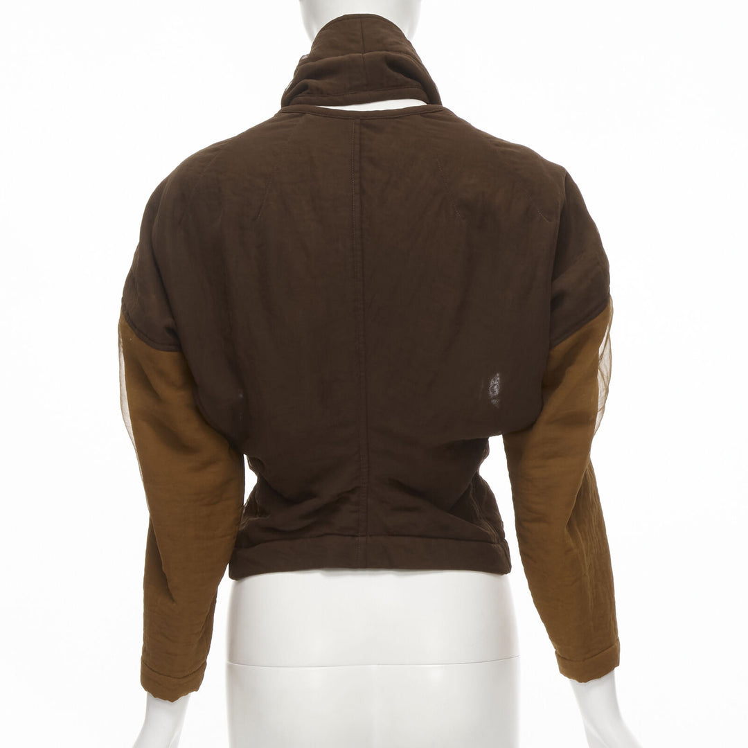 vintage COMME DES GARCONS '90 brown color blocked cut out collar jacket S