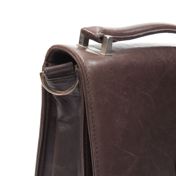 vintage FENDI brown buckle flap multi pocket top handle satchenl bag