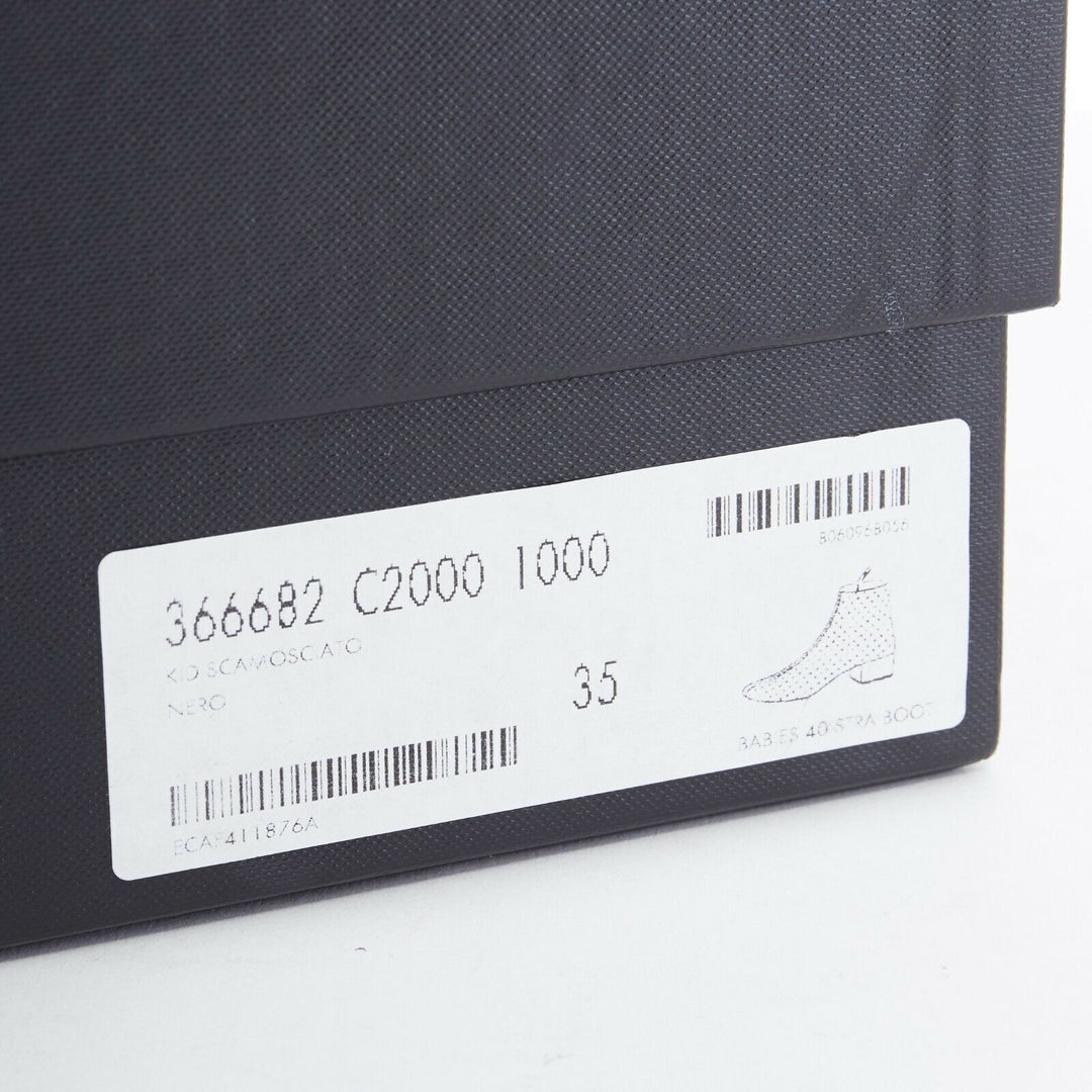 SAINT LAURENT black suede strass crystal embellished ankle boot shoe EU35 US5