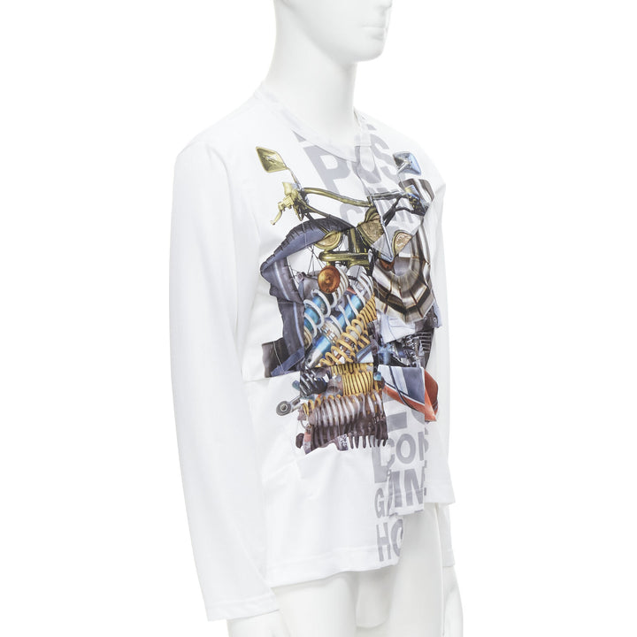 COMME DES GARCONS HOMME PLUS 2020 deconstructed scrunched front printed top S
