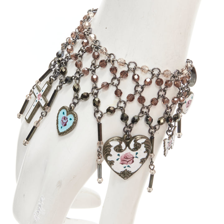 ERICKSON BEAMON Star of David cross heart charm multi choker bracelet set