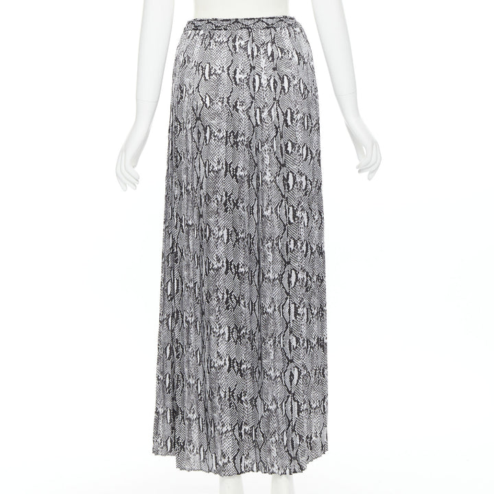 MICHAEL KORS black white scaled leather print pleated midi summer skirt XS