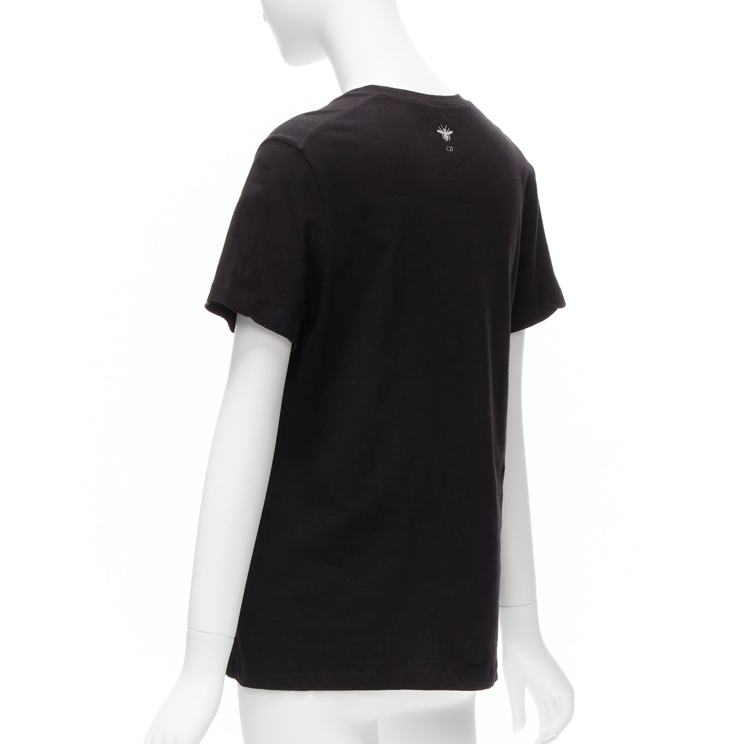 CHRISTIAN DIOR Diorevolution black cotton linen logo print tshirt M