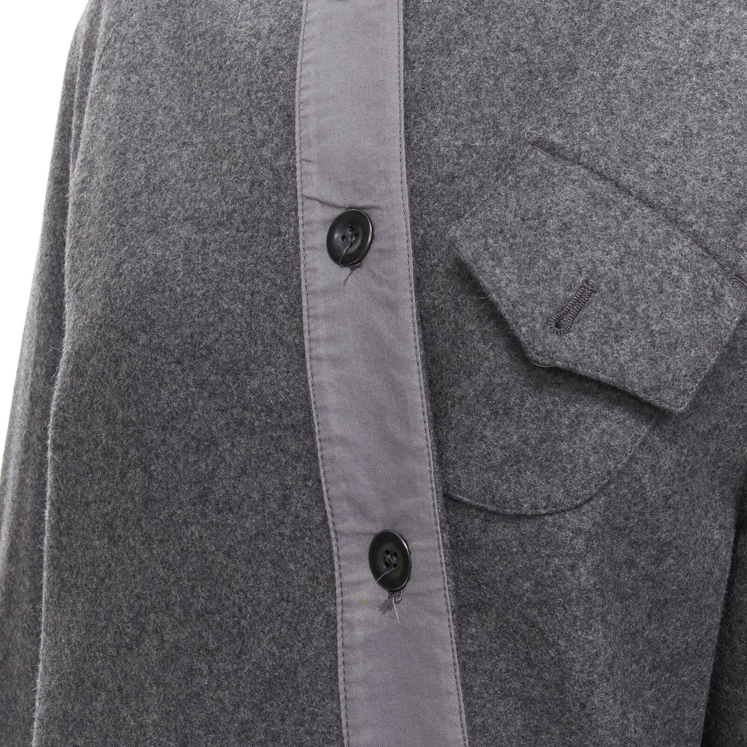 MIU MIU grey cashmere wool blend asymmetric button boxy coat IT38 XS