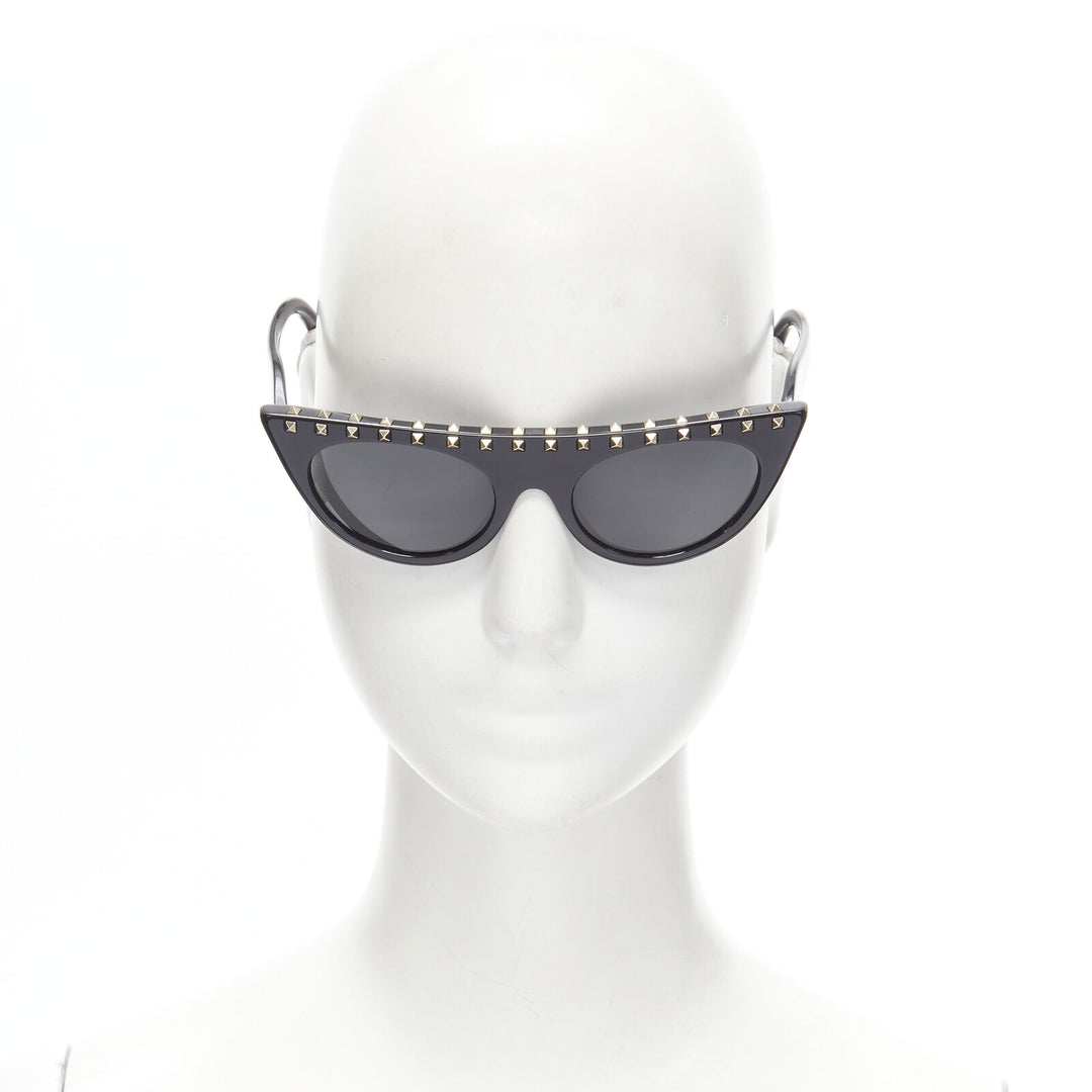 VALENTINO VA4018 Rockstud black gold studded cateye sunglasses