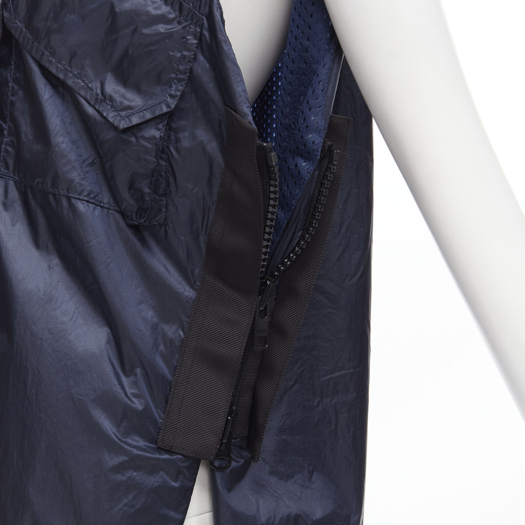 SACAI 2015 navy blue light nylon technical pocket grosgrain zip vest S