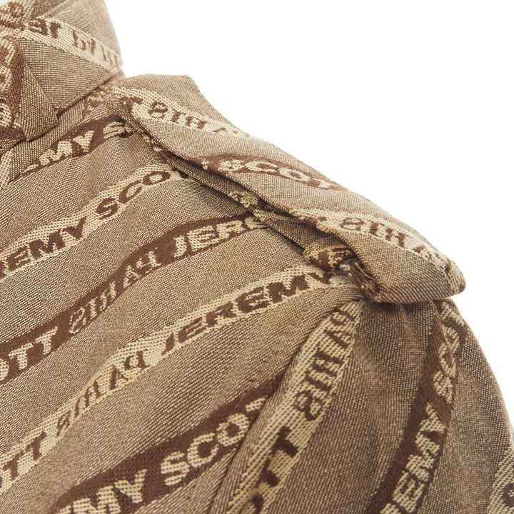 vintage JEREMY SCOTT 2000 brown logo jacquard aviator bomber jacket M