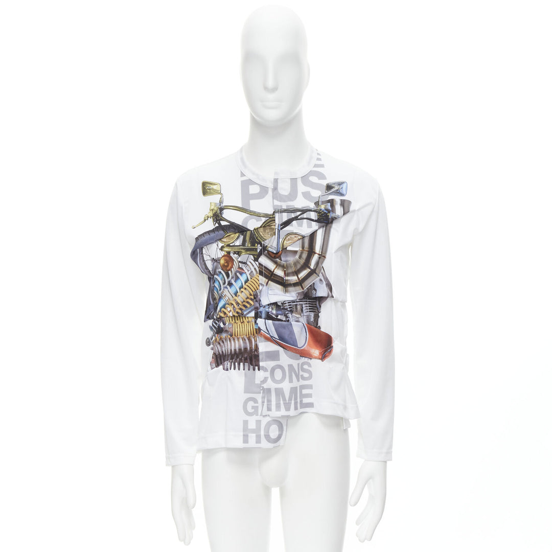 COMME DES GARCONS HOMME PLUS 2020 deconstructed scrunched front printed top S