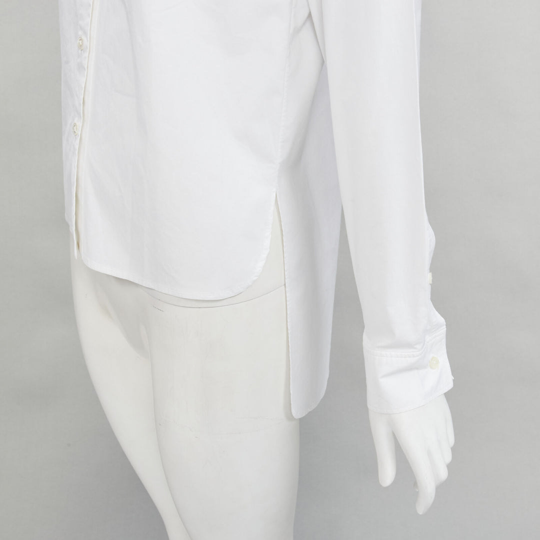 JEAN PAUL GAULTIER white cotton high low hem button up shirt FR38 S