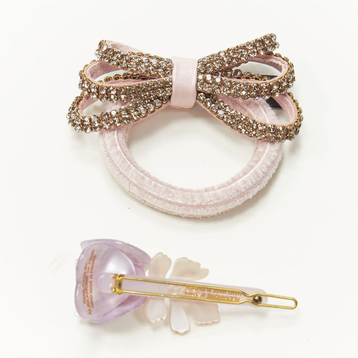 rare ALEXANDER DE PARIS Alexander Zouari purple pink crystal rose pin bow tie
