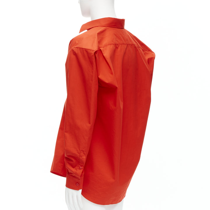 BALENCIAGA Cocoon red swing collar 3D cut oversized button down shirt