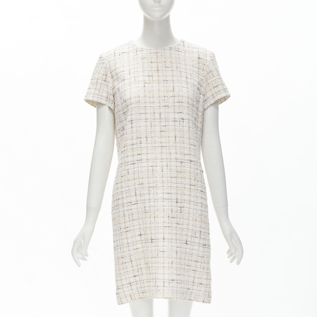 Authentic Chanel Pink Checkered Tweed Dress on sale at JHROP