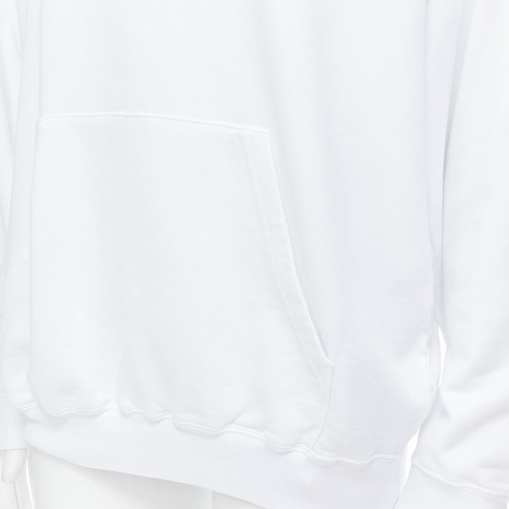 BALENCIAGA 2018 black Gothic Tattoo logo embroidery white cotton hoodie S