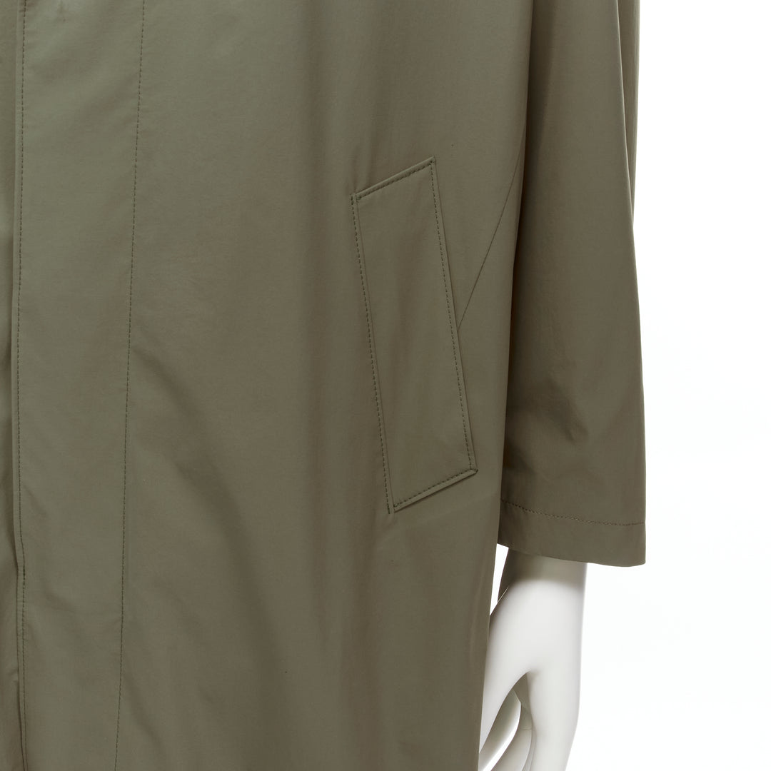 LORO PIANA green classic minimal invisible buttons longline jacket coat XL