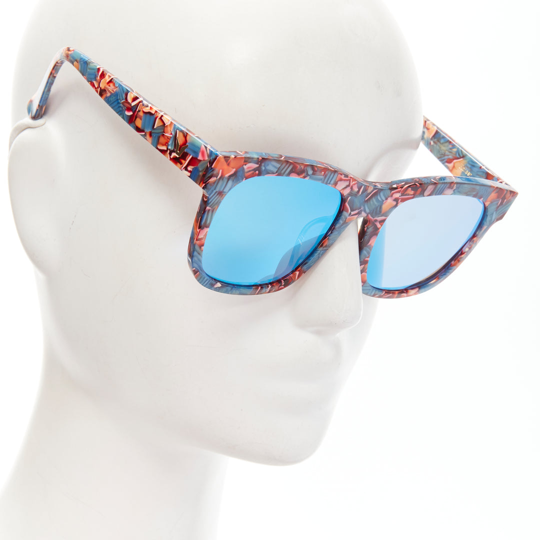 GENTLE MONSTER Kaiser blue floral acetate mirrored lens sunglasses