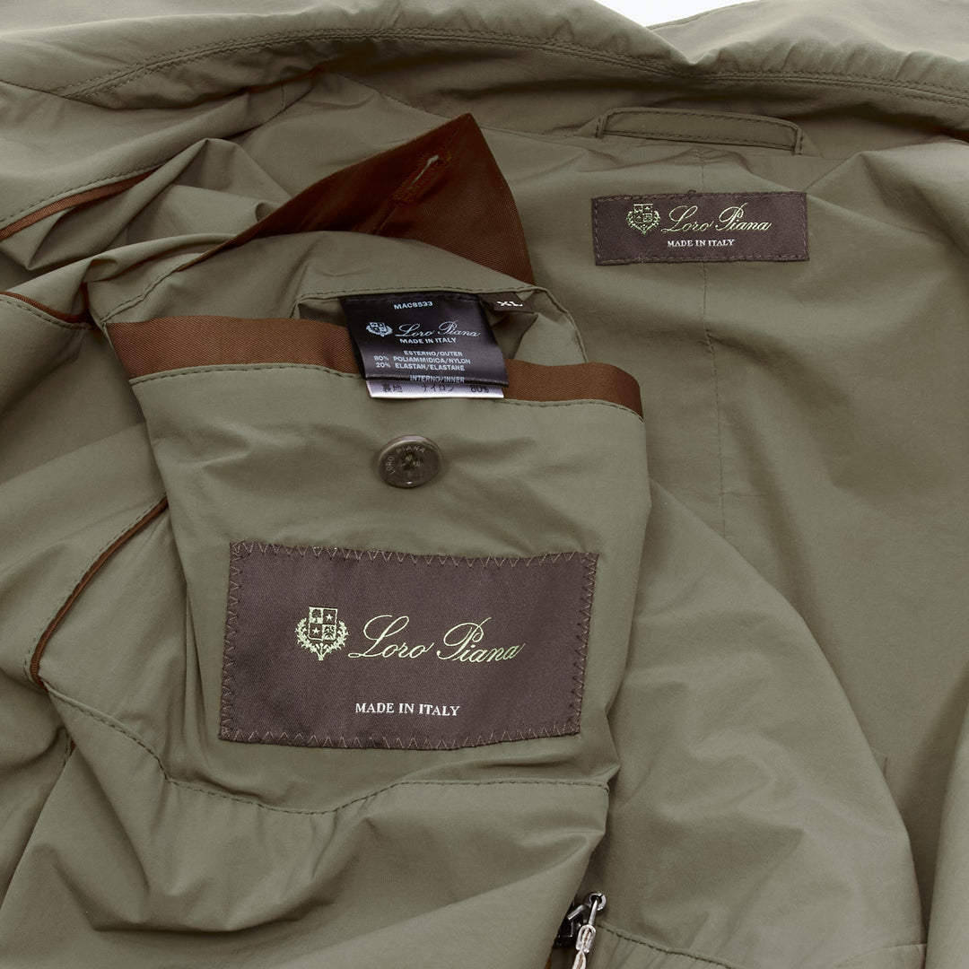 LORO PIANA green classic minimal invisible buttons longline jacket coat XL