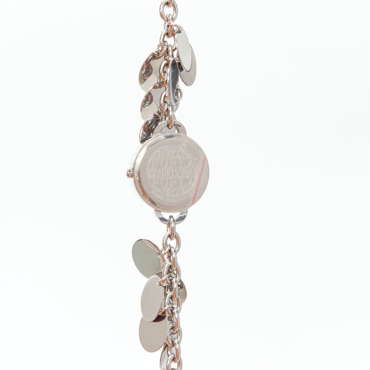 FURLA scribble butterfly logo silver disc chain watch bracelet