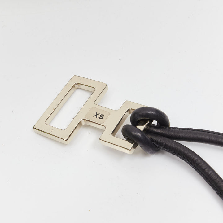 GUCCI Tom Ford Vintage Y2K gold GG square loop black leather cord self tie belt